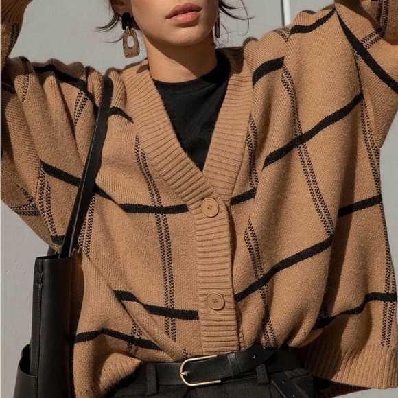 Oak and fort oversized plaid cardigan size M - Picture 1 of 5